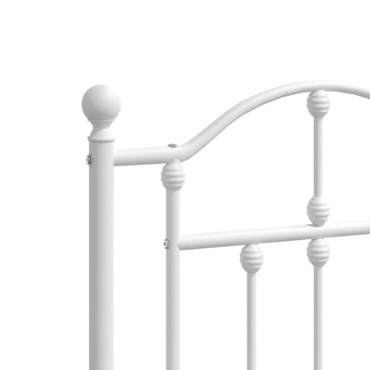 Metal Bed Frame without Mattress with Headboard White 200x200cm