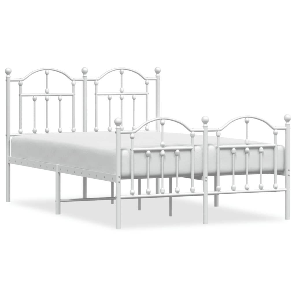 Metal Bed Frame without Mattress with Footboard White 120x190cm