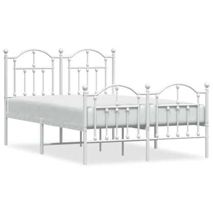 Metal Bed Frame without Mattress with Footboard White 120x190cm