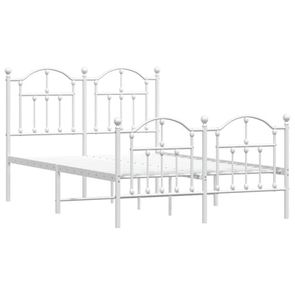 Metal Bed Frame without Mattress with Footboard White 120x190cm