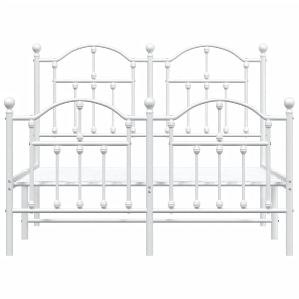 Metal Bed Frame without Mattress with Footboard White 120x190cm