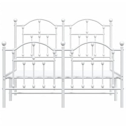 Metal Bed Frame without Mattress with Footboard White 120x190cm
