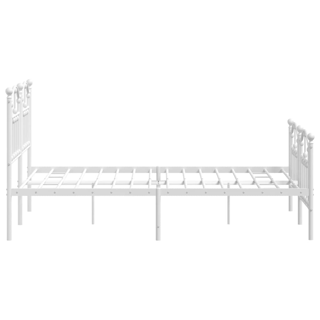Metal Bed Frame without Mattress with Footboard White 120x190cm