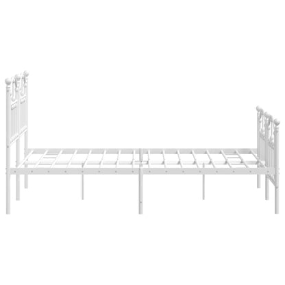 Metal Bed Frame without Mattress with Footboard White 120x190cm