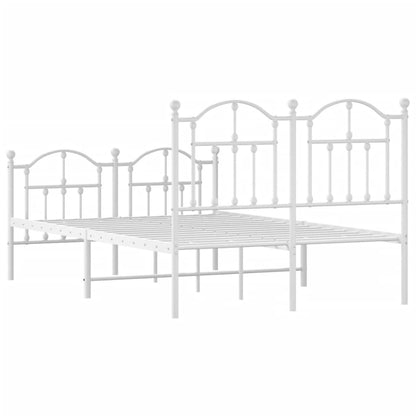 Metal Bed Frame without Mattress with Footboard White 120x190cm