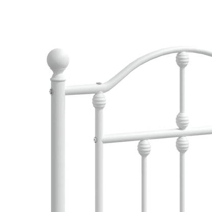 Metal Bed Frame without Mattress with Footboard White 120x190cm