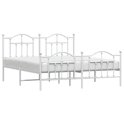 Metal Bed Frame without Mattress with Footboard White 183x213cm