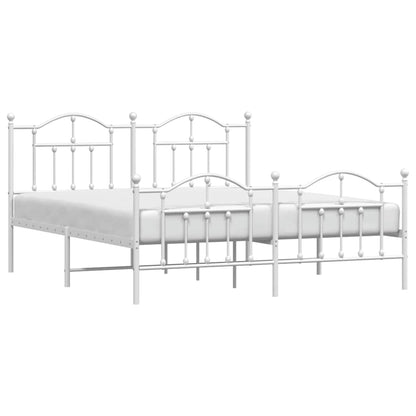 Metal Bed Frame without Mattress with Footboard White 183x213cm