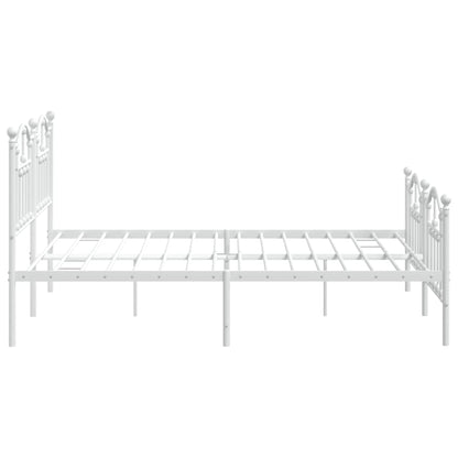 Metal Bed Frame without Mattress with Footboard White 183x213cm