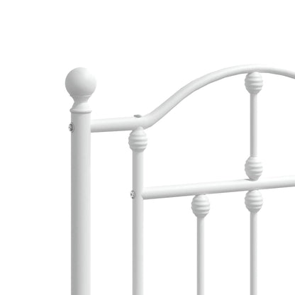 Metal Bed Frame without Mattress with Footboard White 183x213cm