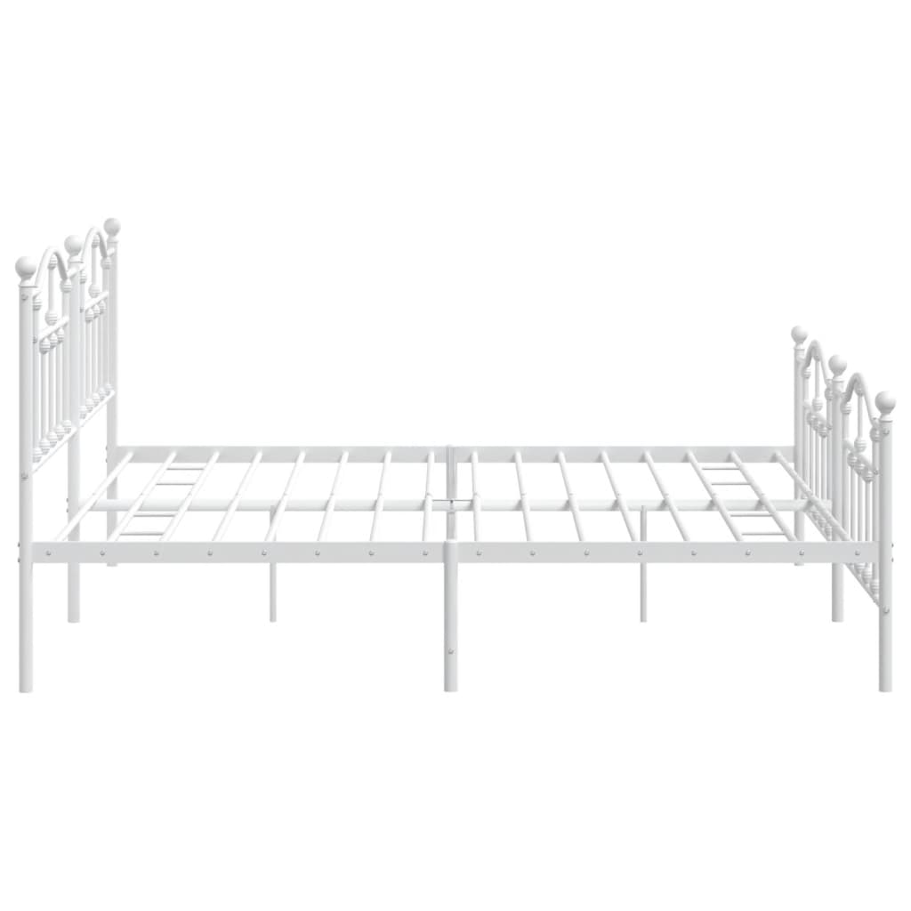 Metal Bed Frame without Mattress with Footboard White 193x203cm