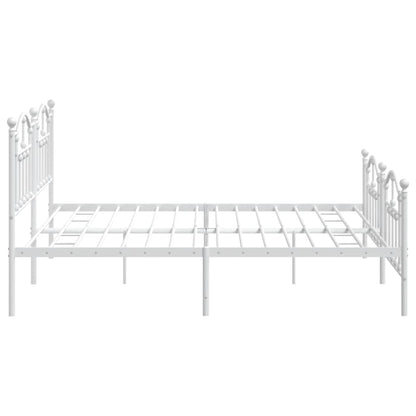 Metal Bed Frame without Mattress with Footboard White 193x203cm