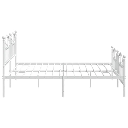 Metal Bed Frame without Mattress with Footboard White 193x203cm