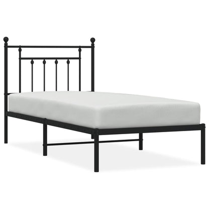 Metal Bed Frame without Mattress with Headboard Black 90x190cm