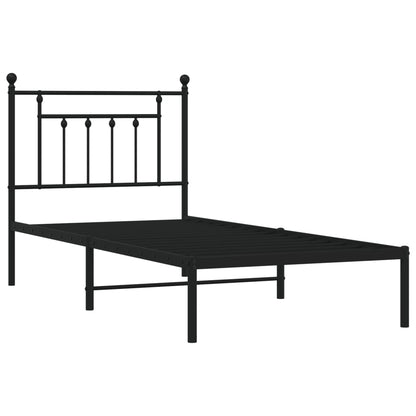 Metal Bed Frame without Mattress with Headboard Black 90x190cm