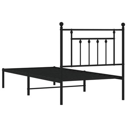 Metal Bed Frame without Mattress with Headboard Black 90x190cm