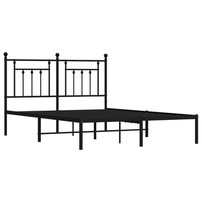 Metal Bed Frame without Mattress with Headboard Black 140x190cm