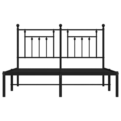 Metal Bed Frame without Mattress with Headboard Black 140x190cm