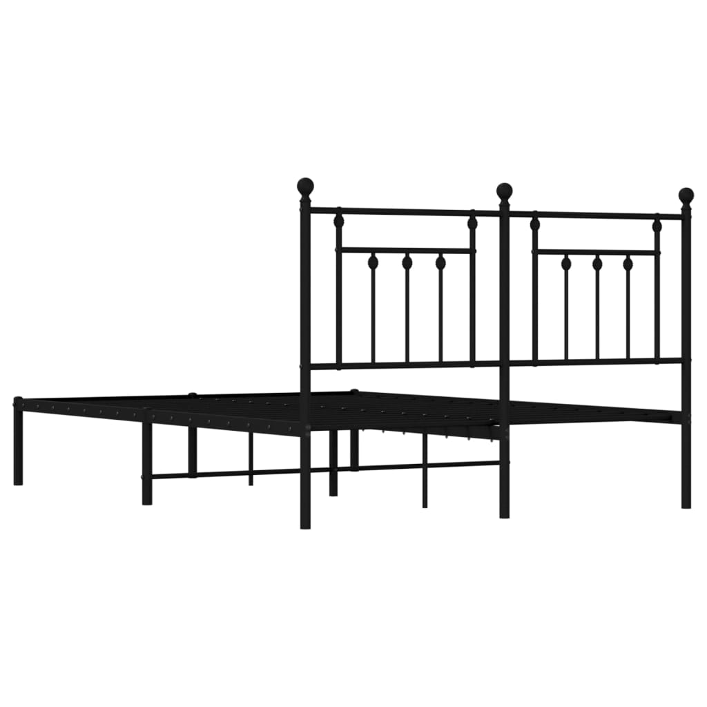 Metal Bed Frame without Mattress with Headboard Black 140x190cm