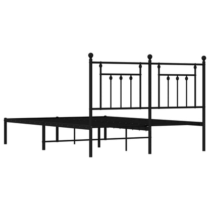 Metal Bed Frame without Mattress with Headboard Black 140x190cm
