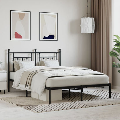 Metal Bed Frame without Mattress with Headboard Black 140x190cm