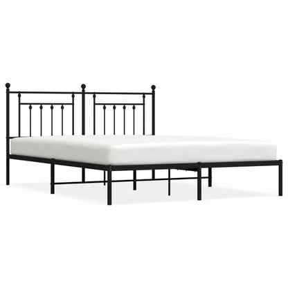 Metal Bed Frame without Mattress with Headboard Black 183x213cm