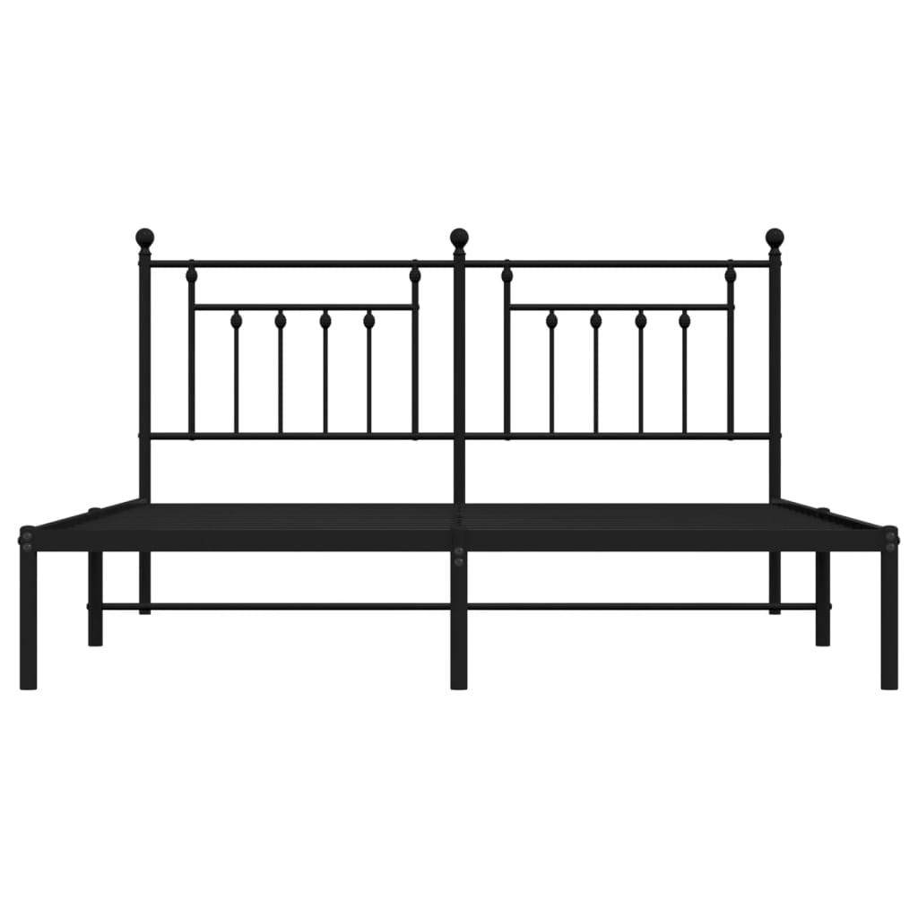 Metal Bed Frame without Mattress with Headboard Black 183x213cm