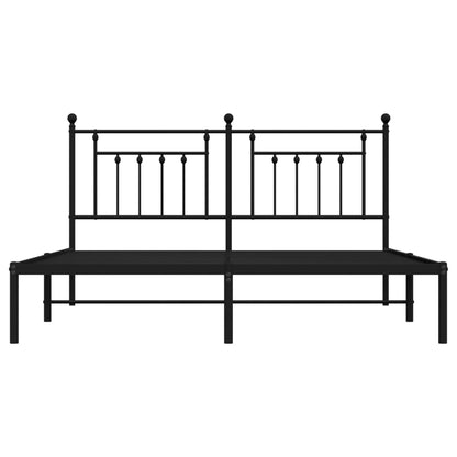 Metal Bed Frame without Mattress with Headboard Black 183x213cm