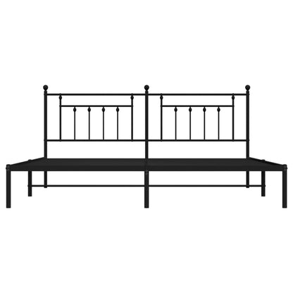 Metal Bed Frame without Mattress with Headboard Black 193x203cm