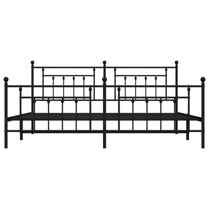 Metal Bed Frame without Mattress with Footboard Black 193x203cm