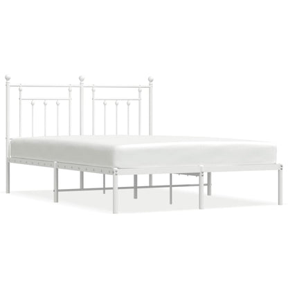 Metal Bed Frame without Mattress with Headboard White 140x190cm