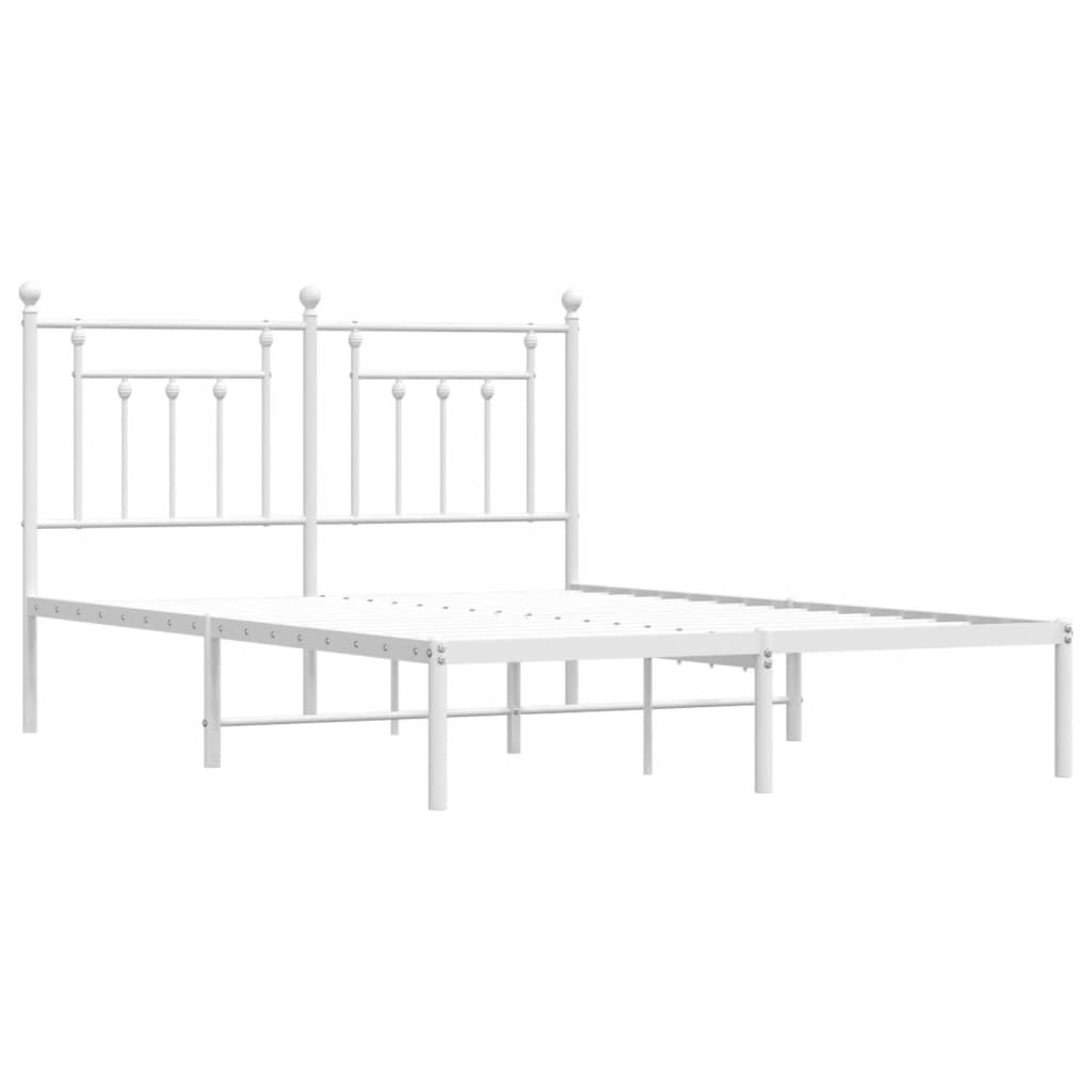 Metal Bed Frame without Mattress with Headboard White 140x190cm