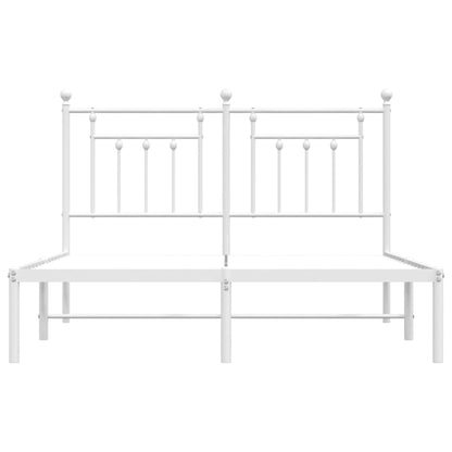 Metal Bed Frame without Mattress with Headboard White 140x190cm