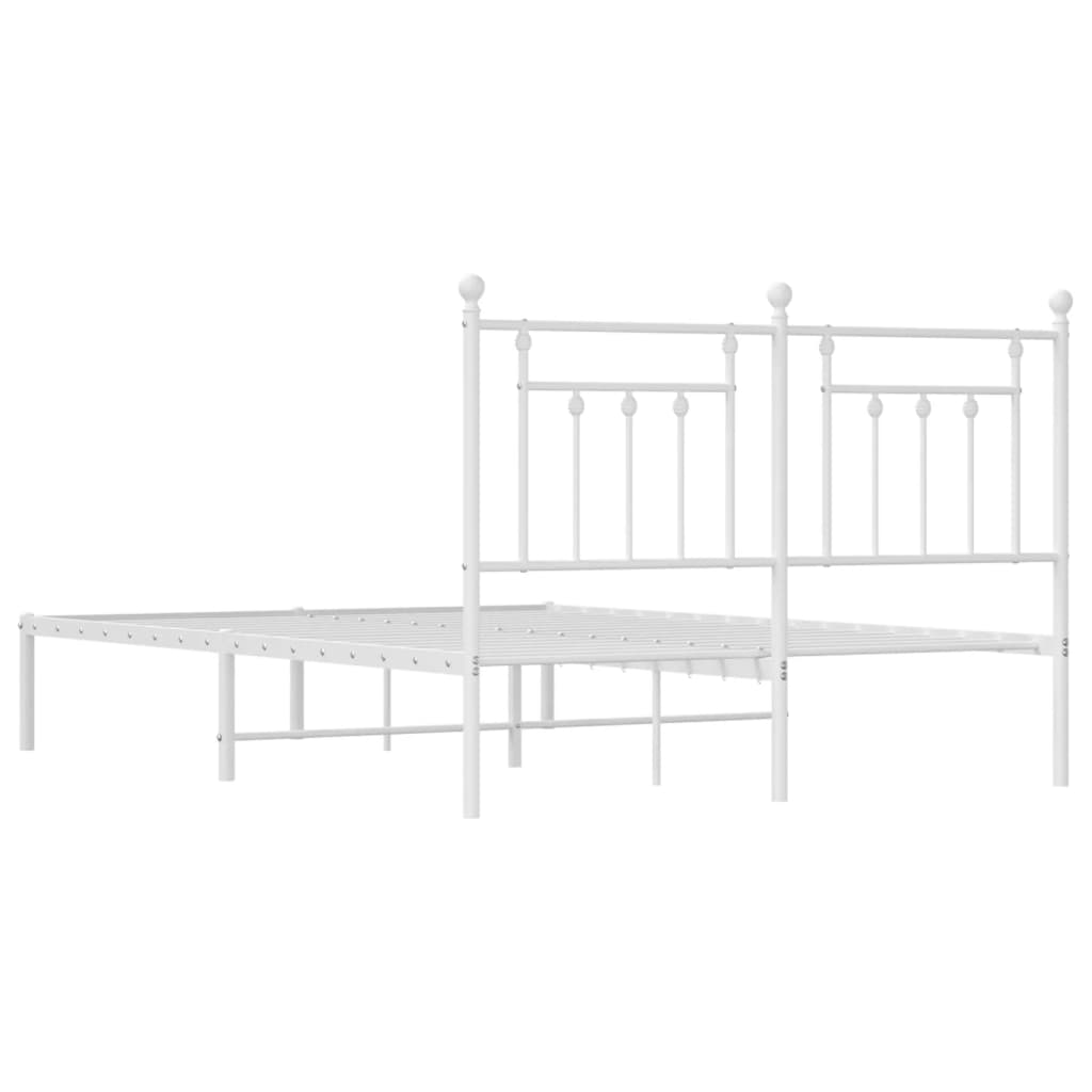 Metal Bed Frame without Mattress with Headboard White 140x190cm