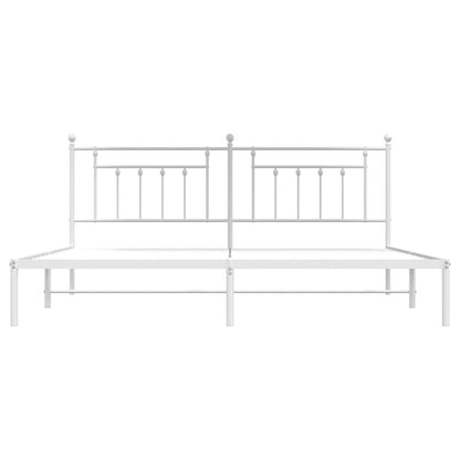 Metal Bed Frame without Mattress with Headboard White 193x203cm