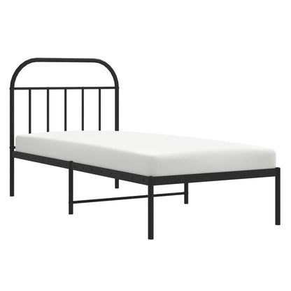 Metal Bed Frame without Mattress with Headboard Black 90x190cm