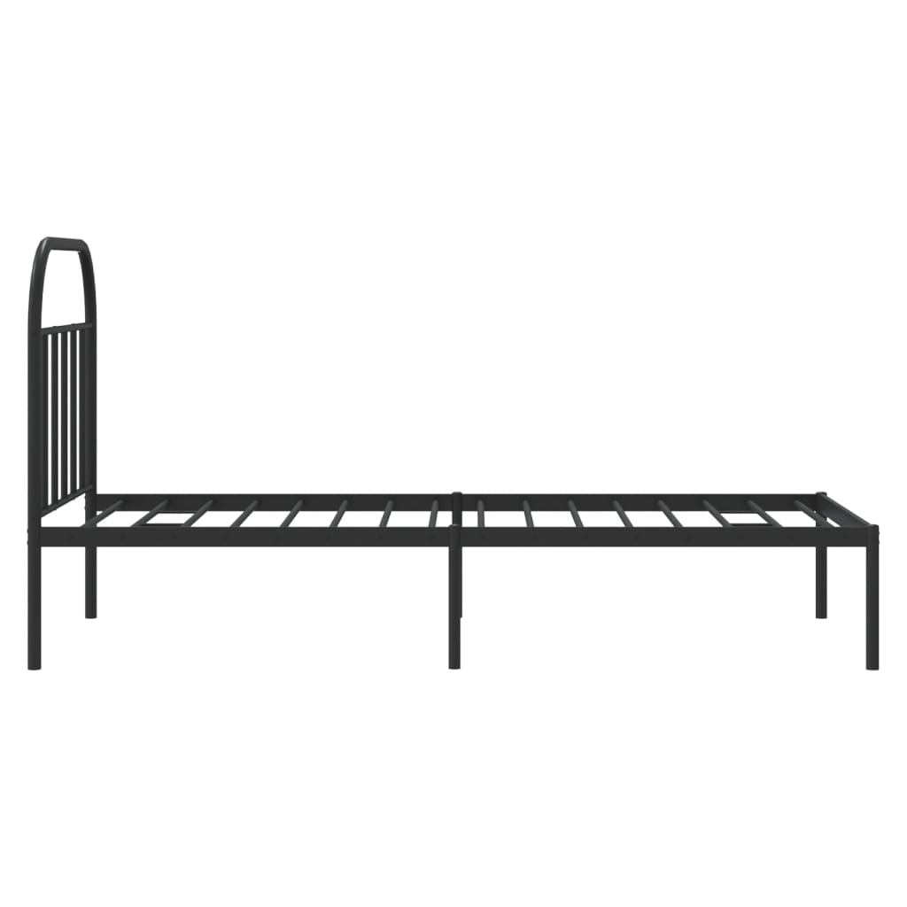 Metal Bed Frame without Mattress with Headboard Black 90x190cm