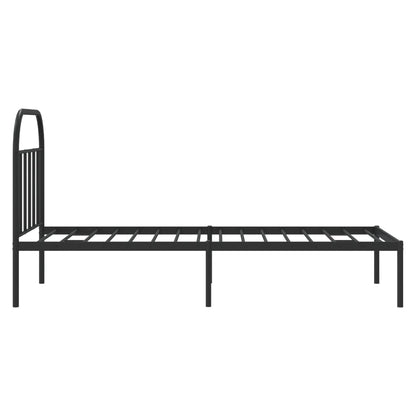 Metal Bed Frame without Mattress with Headboard Black 90x190cm