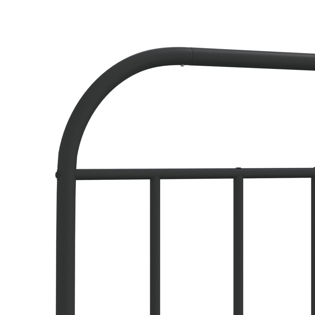 Metal Bed Frame without Mattress with Headboard Black 90x190cm