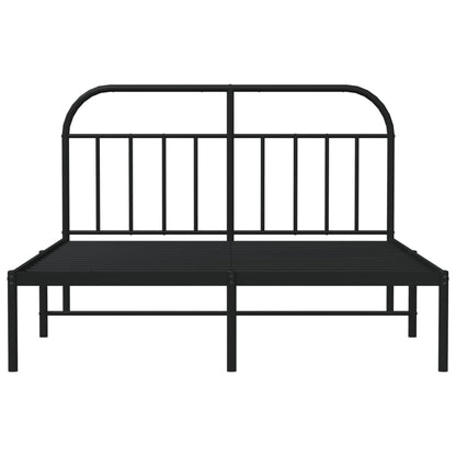 Metal Bed Frame without Mattress with Headboard Black 140x200cm