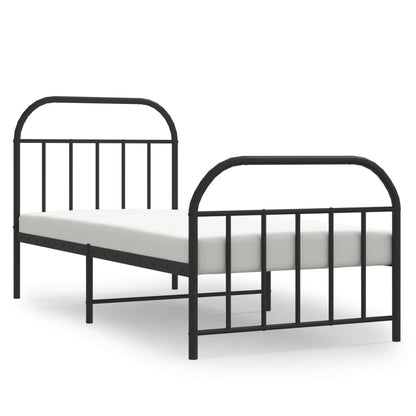 Metal Bed Frame without Mattress with Footboard Black 80x200cm