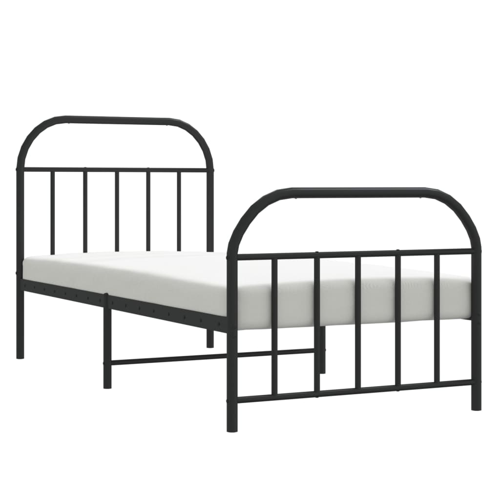 Metal Bed Frame without Mattress with Footboard Black 80x200cm