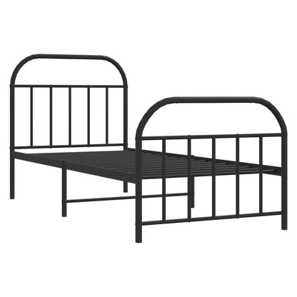 Metal Bed Frame without Mattress with Footboard Black 80x200cm