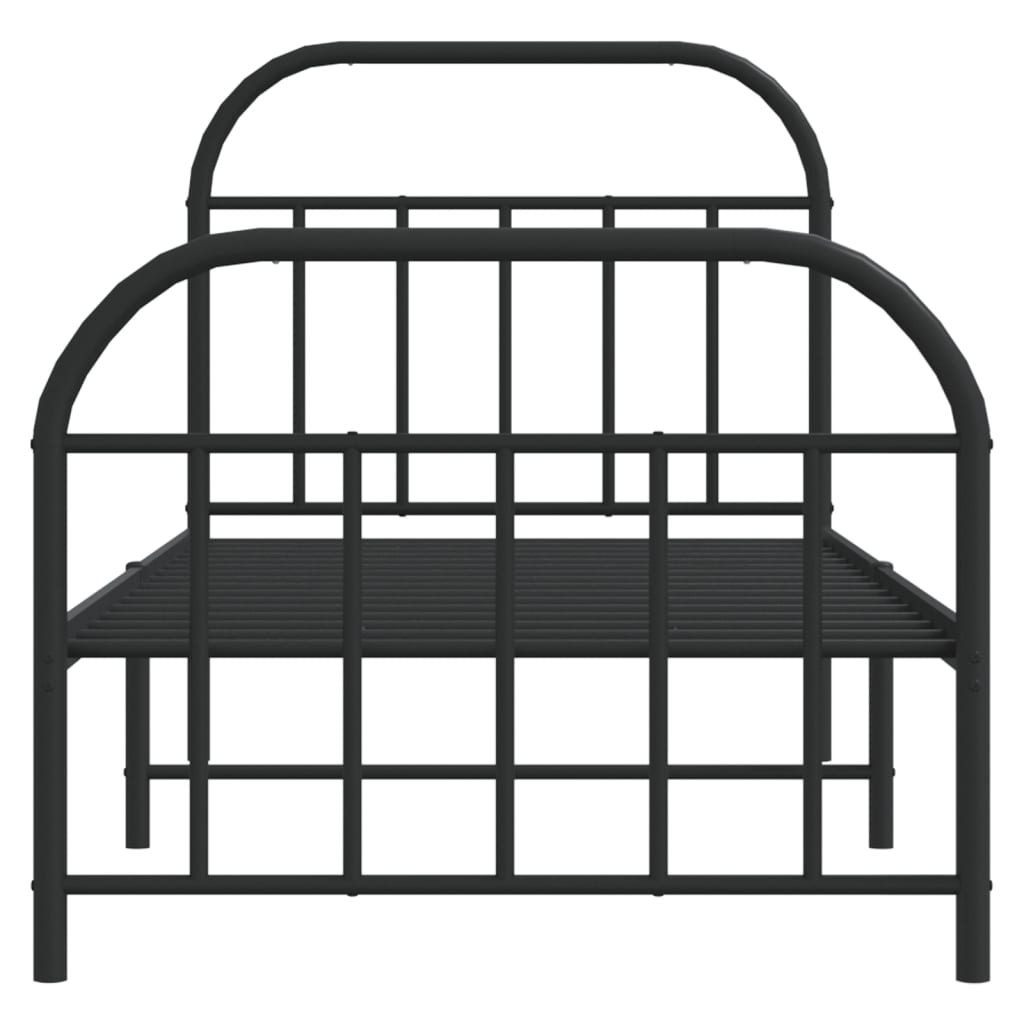 Metal Bed Frame without Mattress with Footboard Black 80x200cm