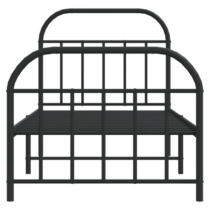 Metal Bed Frame without Mattress with Footboard Black 80x200cm