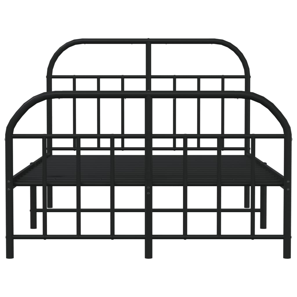 Metal Bed Frame without Mattress with Footboard Black 120x200cm