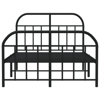 Metal Bed Frame without Mattress with Footboard Black 120x200cm