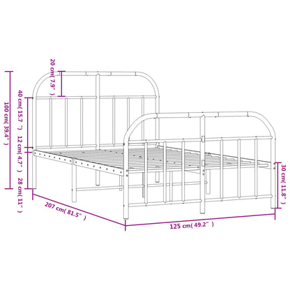 Metal Bed Frame without Mattress with Footboard Black 120x200cm