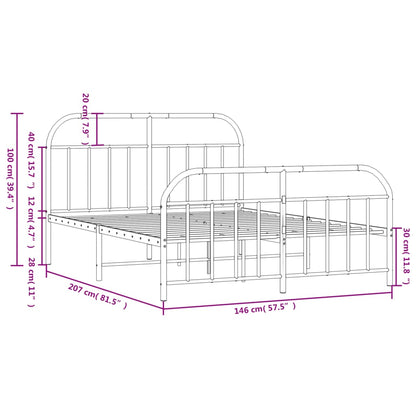 Metal Bed Frame without Mattress with Footboard Black 140x200cm