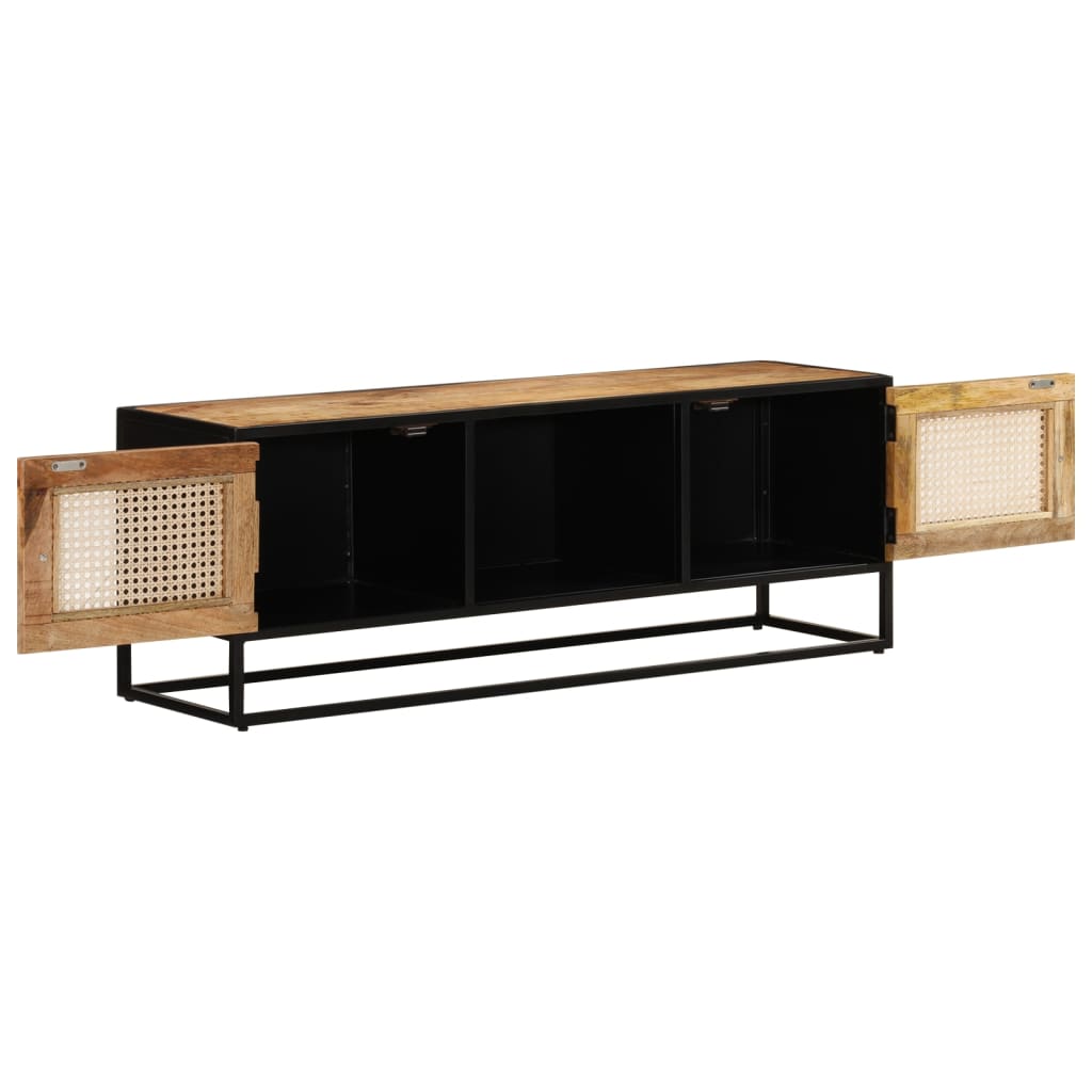 TV Cabinet 110x30x40 cm Solid Rough Wood Mango&Iron